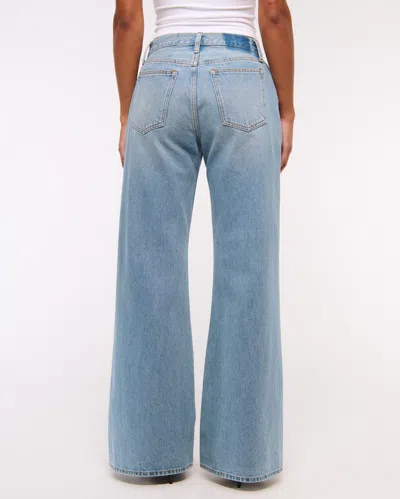 Abercrombie & Fitch Curve Love Mid Rise Baggy Bootcut Jean In Blue