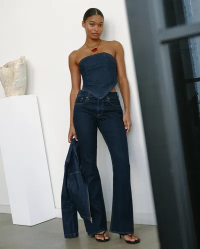 Abercrombie & Fitch Curve Love Mid Rise Bootcut Jean In Blue