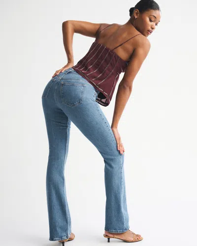 Abercrombie & Fitch Curve Love Mid Rise Bootcut Jean In Blue