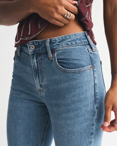 Abercrombie & Fitch Curve Love Mid Rise Bootcut Jean In Blue