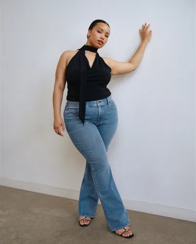 Abercrombie & Fitch Curve Love Mid Rise Bootcut Jean In Blue