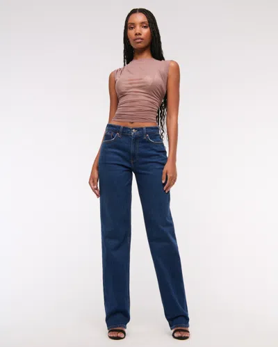 Abercrombie & Fitch Curve Love Low Rise Baggy Jean In Blue