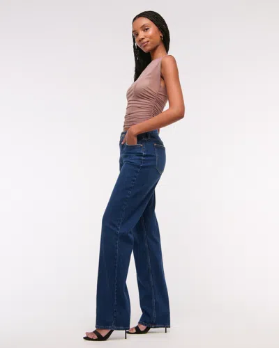 Abercrombie & Fitch Curve Love Low Rise Baggy Jean In Blue