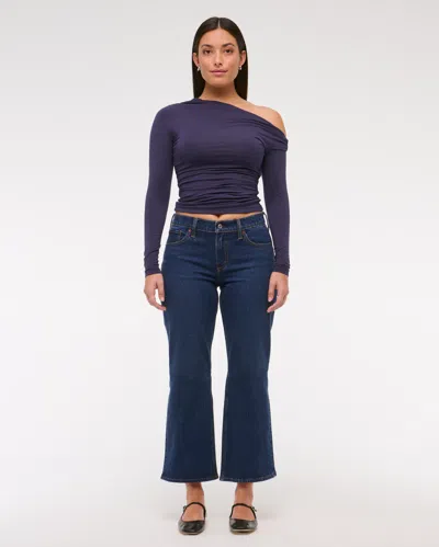 Abercrombie & Fitch Curve Love Low Rise Cropped Boot Jean In Blue