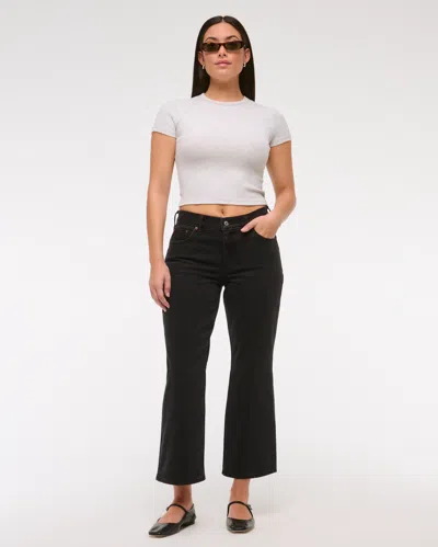 Abercrombie & Fitch Curve Love Low Rise Cropped Boot Jean In Black