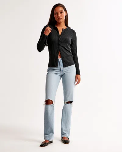 Abercrombie & Fitch Mid Rise 90s Straight Jean In Blue