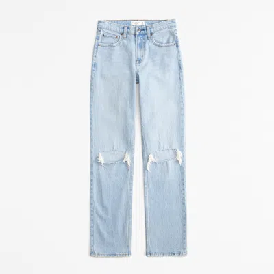 Abercrombie & Fitch Mid Rise 90s Straight Jean In Blue