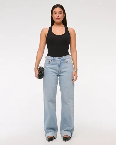 Abercrombie & Fitch Curve Love Low Rise Baggy Jean In Blue
