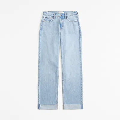 Abercrombie & Fitch Curve Love Low Rise Baggy Jean In Blue