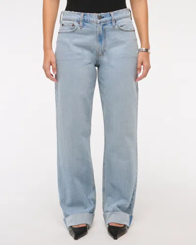 Abercrombie & Fitch Curve Love Low Rise Baggy Jean In Blue