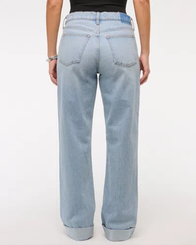 Abercrombie & Fitch Curve Love Low Rise Baggy Jean In Blue