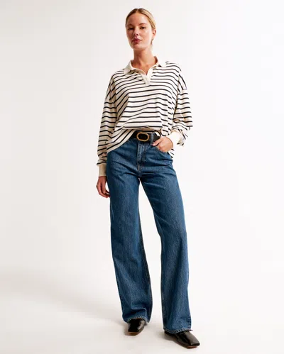 Abercrombie & Fitch High Rise Loose Jean In Blue