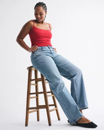 Abercrombie & Fitch Curve Love Low Rise Baggy Jean In Blue