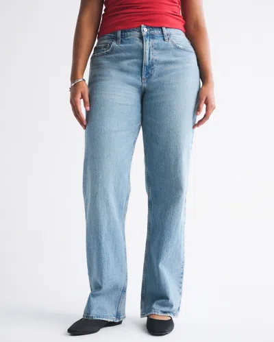 Abercrombie & Fitch Curve Love Low Rise Baggy Jean In Blue