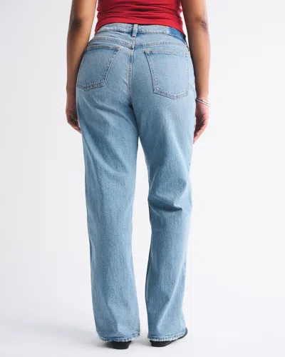 Abercrombie & Fitch Curve Love Low Rise Baggy Jean In Blue