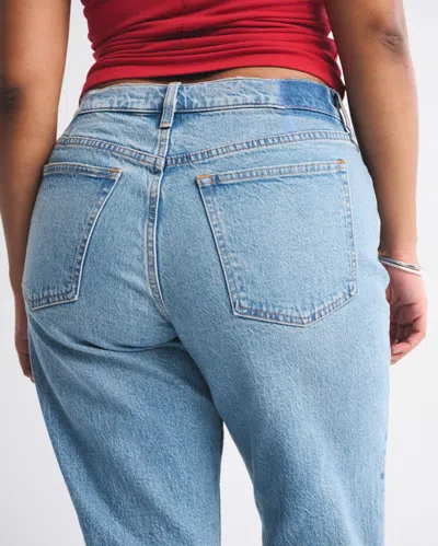 Abercrombie & Fitch Curve Love Low Rise Baggy Jean In Blue