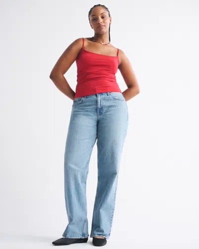 Abercrombie & Fitch Curve Love Low Rise Baggy Jean In Blue