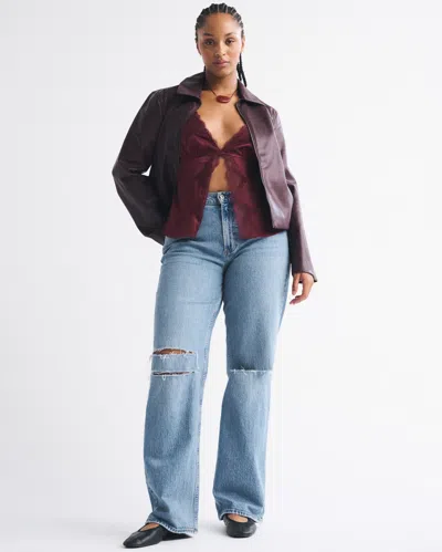 Abercrombie & Fitch Curve Love Low Rise Baggy Jean In Blue