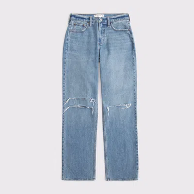 Abercrombie & Fitch Curve Love Low Rise Baggy Jean In Blue