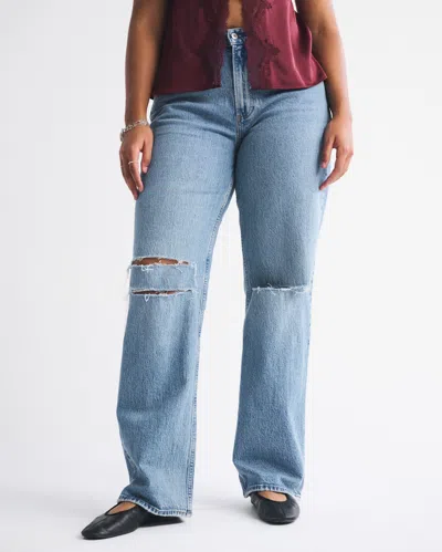 Abercrombie & Fitch Curve Love Low Rise Baggy Jean In Blue