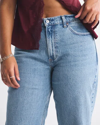 Abercrombie & Fitch Curve Love Low Rise Baggy Jean In Blue