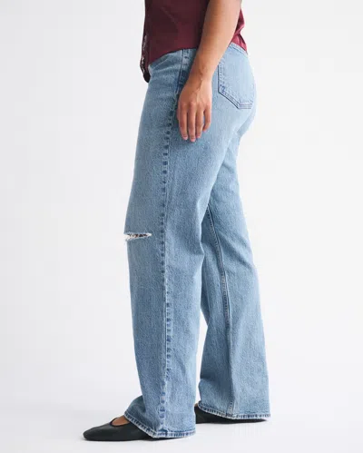Abercrombie & Fitch Curve Love Low Rise Baggy Jean In Blue