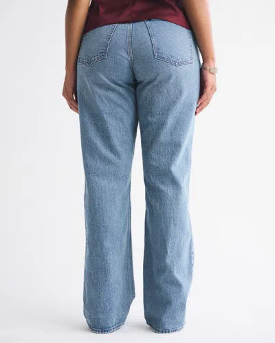 Abercrombie & Fitch Curve Love Low Rise Baggy Jean In Blue