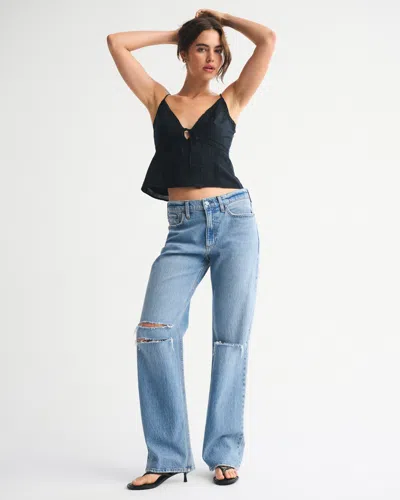 Abercrombie & Fitch Low Rise Baggy Jean In Blue