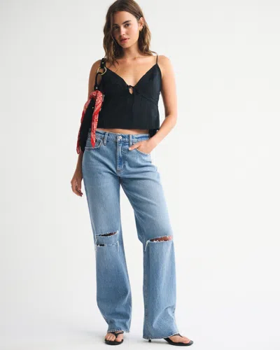 Abercrombie & Fitch Low Rise Baggy Jean In Blue