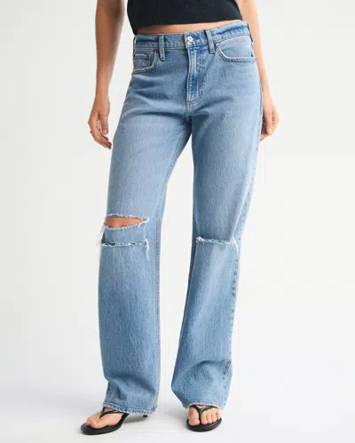 Abercrombie & Fitch Low Rise Baggy Jean In Blue