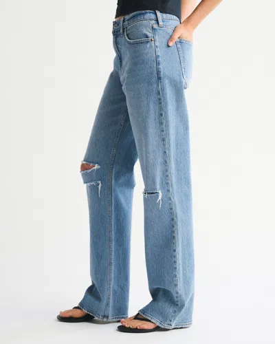 Abercrombie & Fitch Low Rise Baggy Jean In Blue