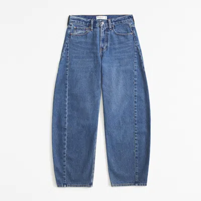 Abercrombie & Fitch Mid Rise Barrel Jean In Blue