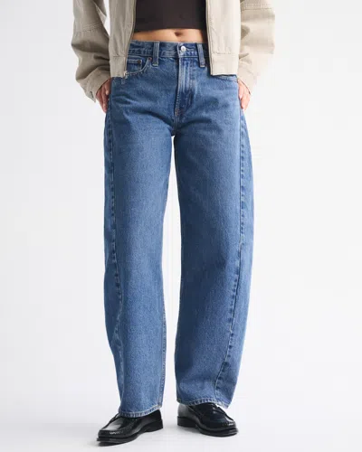 Abercrombie & Fitch Mid Rise Barrel Jean In Blue