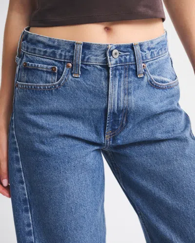 Abercrombie & Fitch Mid Rise Barrel Jean In Blue