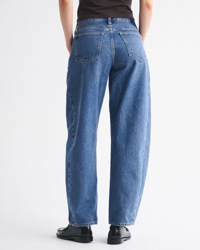 Abercrombie & Fitch Mid Rise Barrel Jean In Blue