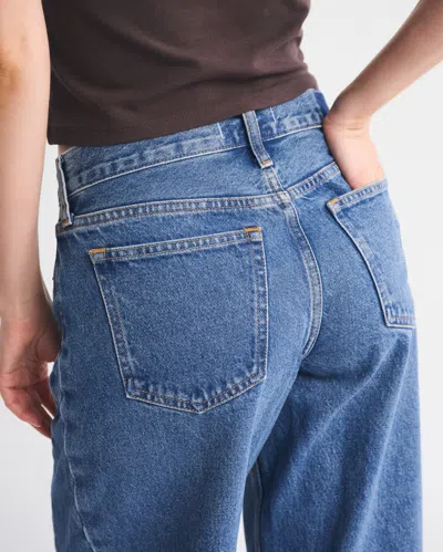 Abercrombie & Fitch Mid Rise Barrel Jean In Blue