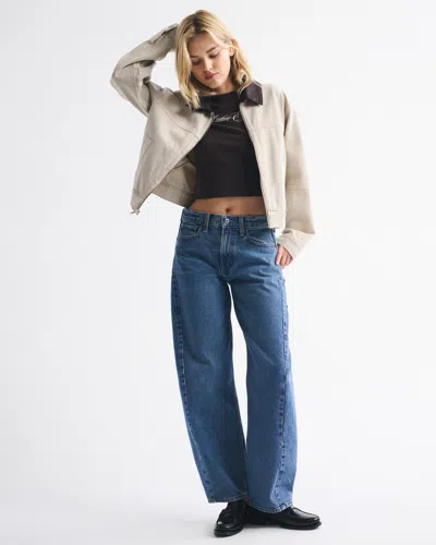 Abercrombie & Fitch Mid Rise Barrel Jean In Blue