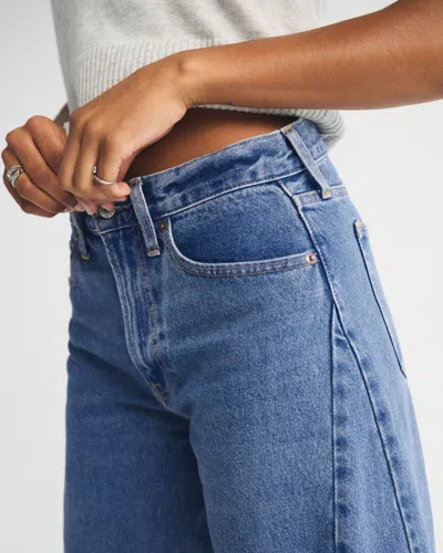 Abercrombie & Fitch Curve Love Mid Rise Barrel Jean In Blue