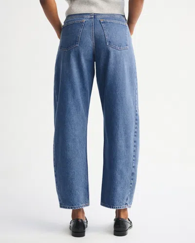 Abercrombie & Fitch Curve Love Mid Rise Barrel Jean In Blue