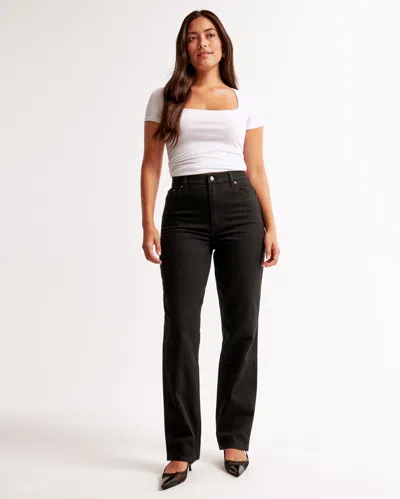 Abercrombie & Fitch Curve Love Ultra High Rise 90s Straight Jean In Black