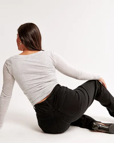 Abercrombie & Fitch Curve Love High Rise 90s Relaxed Jean In Black