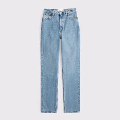 Abercrombie & Fitch Curve Love Ultra High Rise 90s Straight Jean In Blue