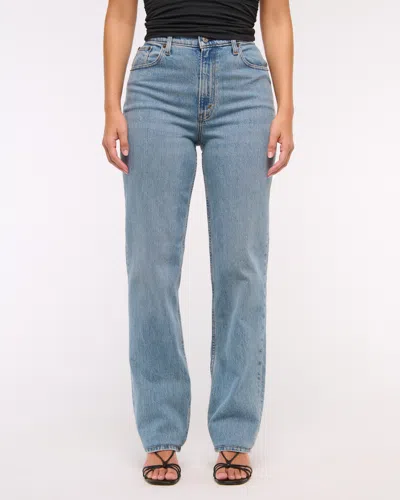 Abercrombie & Fitch Curve Love Ultra High Rise 90s Straight Jean In Blue