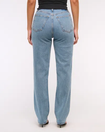 Abercrombie & Fitch Curve Love Ultra High Rise 90s Straight Jean In Blue