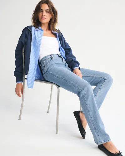 Abercrombie & Fitch Ultra High Rise 90s Straight Jean In Blue