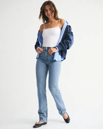 Abercrombie & Fitch Ultra High Rise 90s Straight Jean In Blue
