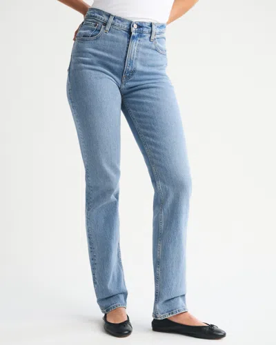 Abercrombie & Fitch Ultra High Rise 90s Straight Jean In Blue