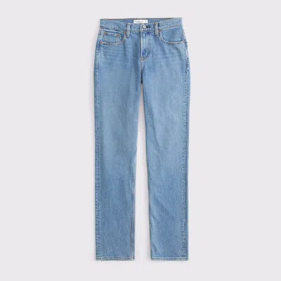 Abercrombie & Fitch Curve Love Mid Rise 90s Straight Jean In Blue