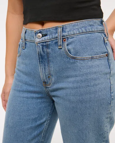 Abercrombie & Fitch Curve Love Mid Rise 90s Straight Jean In Blue