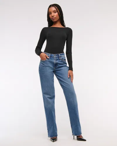 Abercrombie & Fitch Curve Love Low Rise Baggy Jean In Blue